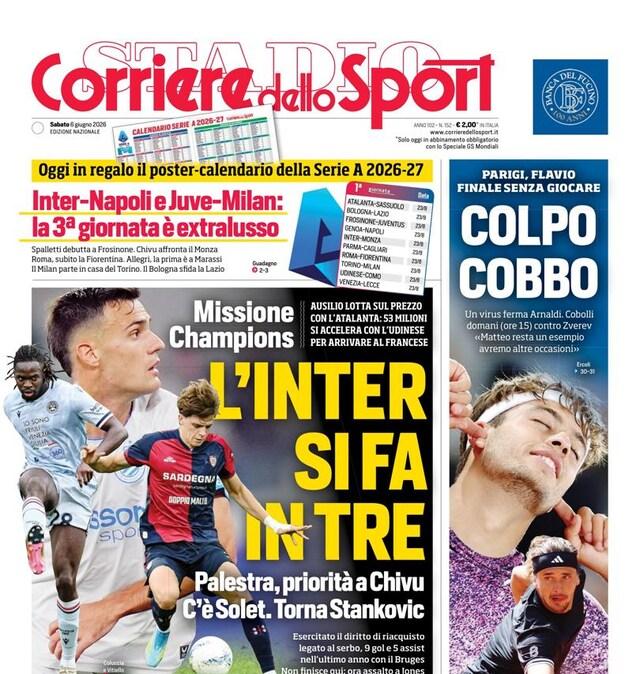 Inter-Napoli alla 3ª, extralusso! Corriere dello Sport: Inter, missione Champions