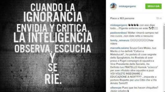 FOTO - Pioggia di insulti da Napoli per Lady Gargano, lei replica: "L'ignoranza invidia e critica"