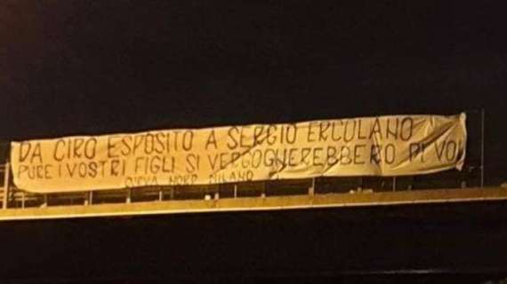 FOTOGALLERY - Incredibile a Milano, striscioni ovunque contro la Curva A: "Ercolano ed Esposito, anche i vostri figli si vergognerebbero di voi"