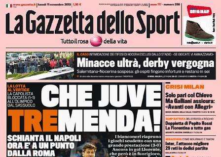 FOTO - Gazzetta, prima pagina: "Juve tremenda, Napoli schiantato"