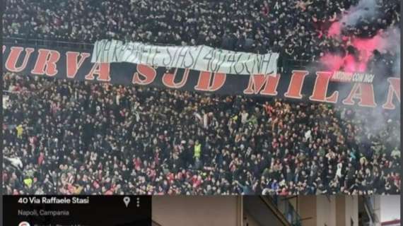 FOTO - Vergogna a San Siro! "Via Stasi 40/46", lo striscione dei milanisti per insultare i napoletani
