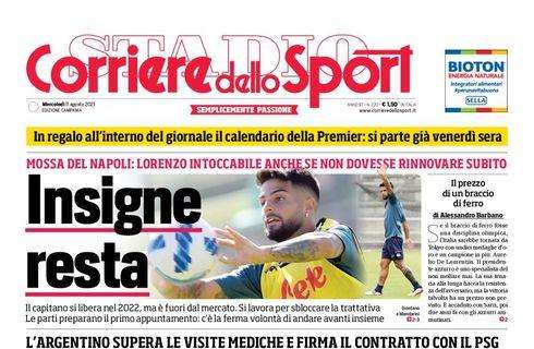PRIMA PAGINA - Cds Campania titola: “Insigne resta”