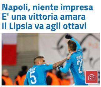FOTO - Sportmediaset: "Napoli, niente impresa: col Lipsia vittoria amara"
