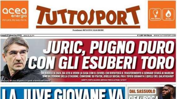 PRIMA PAGINA - Tuttosport: "La Juve giovane va, il bomber viene"