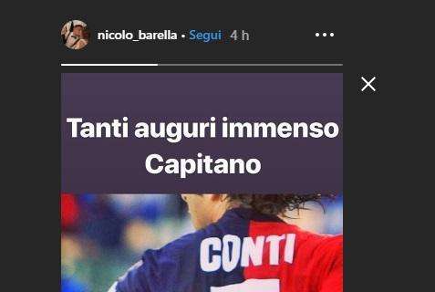 FOTO - “Immenso Capitano”, Barella fa gli auguri al suo idolo Conti, bandiera Cagliari che rifiutò Napoli