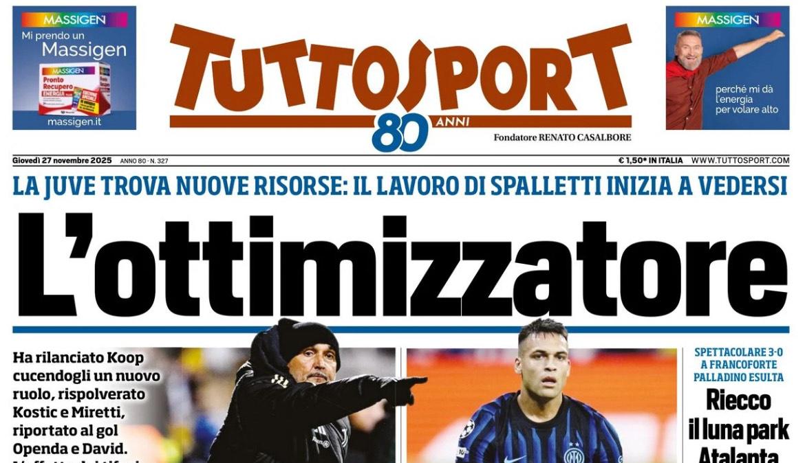 Tuttosport esalta Spalletti: "L'ottimizzatore della Juventus"