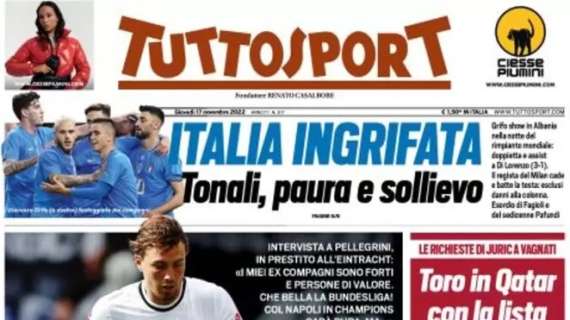 PRIMA PAGINA - Tuttosport: "Italia Ingrifata"