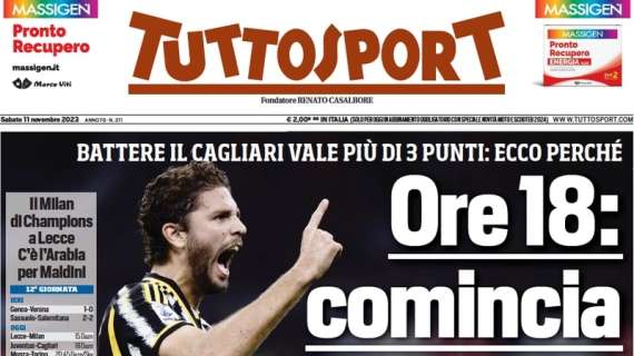 PRIMA PAGINA - Tuttosport sulla lotta Scudetto: "Ore 18: comincia Juventus-Inter"