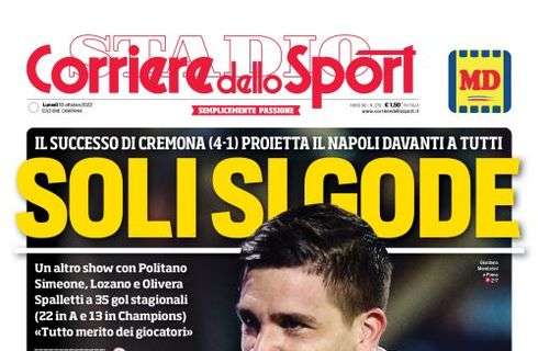 PRIMA PAGINA - CdS Campania: ”Soli si gode"