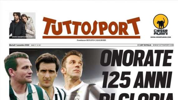 PRIMA PAGINA - Tuttosport: "Onorate 125 anni di gloria"