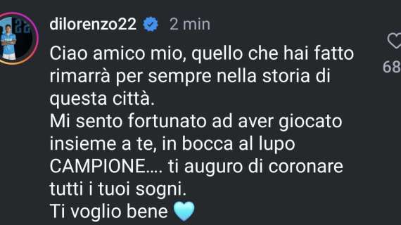 Kvara viene salutato da Di Lorenzo: “Resterai nella storia, ti auguro di coronare i tuoi sogni”