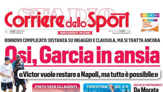 PRIMA PAGINA CdS: "Osi, Garcia in ansia"