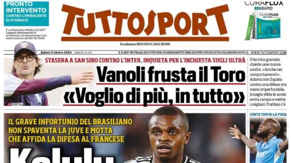 Tuttosport: "Kaluku, fai tu il Bremer. Il Napoli vola sulle ali di Lukaku"