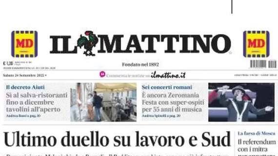 PRIMA PAGINA - Il Mattino: "Raspadori fenomeno, Inghilterra ko. Simeone: 'Pazzo di Napoli'"
