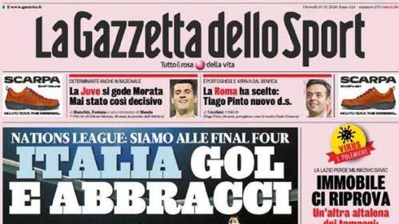 PRIMA PAGINA - Gazzetta dello Sport: "Italia, gol e abbracci. Ibra torna nel 'suo' San Paolo"