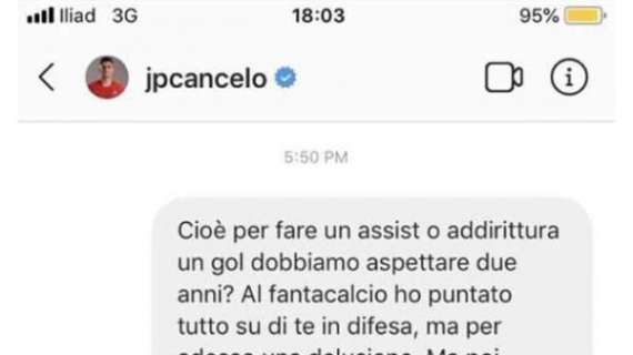 FOTO - Juve, Cancelo risponde alle critiche di un tifoso: "Del fantacalcio non mi frega un c..."