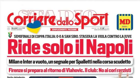 PRIMA PAGINA - CdS: "Ride solo il Napoli"