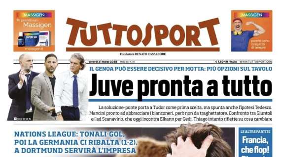 Tuttosport sulla panchina Juve: "Thiago in bilico, spunta anche Tedesco"