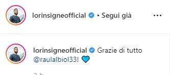 FOTO - Il saluto di Insigne ad Albiol: "Grazie di tutto!"