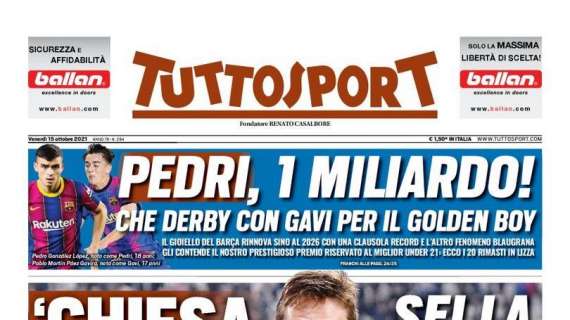 PRIMA PAGINA - Tuttosport apre con le parole di Marchisio: "Chiesa, sei la Juve"