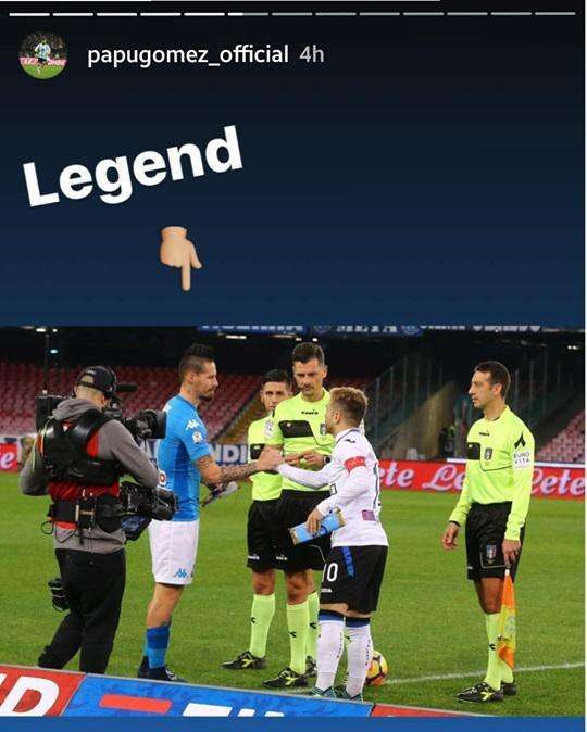 FOTO - Il rispetto del Papu Gomez per il capitano azzurro Hamsik: "Legend!"