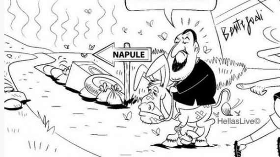 VERGOGNA - Assurda vignetta di HellasLive: Napoli rappresentata da un cumulo di rifiuti!