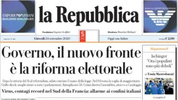 PRIMA PAGINA - Repubblica ed altre intercettazioni: "Juve ha fretta. Interesse di Paratici su Suarez"