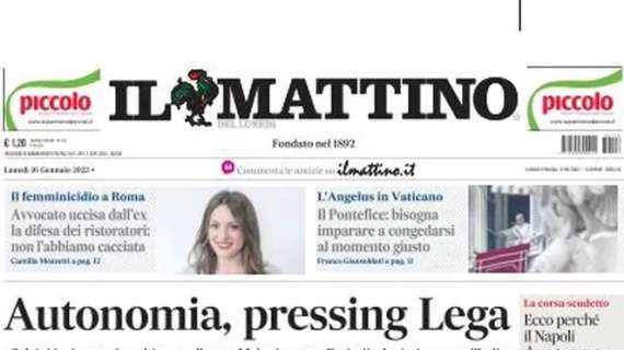 PRIMA PAGINA - Il Mattino - "Il Napoli deve temere solo se stesso. Salernitana choc"