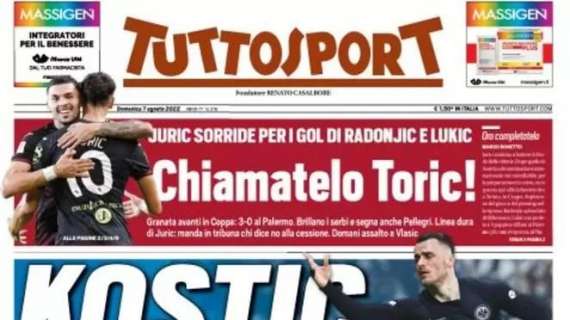 PRIMA PAGINA - Tuttosport: “Kostic, l'Eintracht apre la porta"