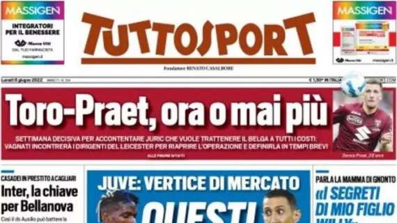 PRIMA PAGINA - Tuttosport: "Vertice di mercato Juve: questi 2 subito"