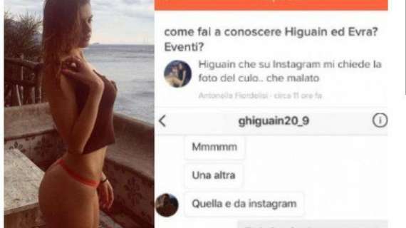 FOTO - "Higuain mi chiede la foto del culo, malato", scrive la spadista Fiordelisi che pubblica la conversazione e poi ritratta