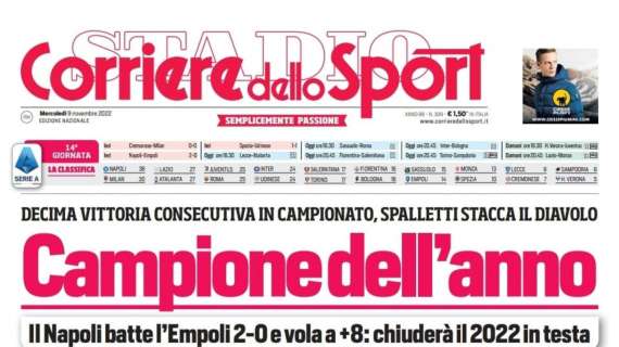 PRIMA PAGINA - Corriere dello Sport: "Campione dell'anno"