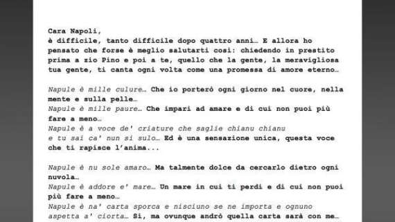 FOTO - Il commovente addio di Inler: "Ho chiuso a chiave Napoli nel cuore, prendo in prestito le parole di Zio Pino..."