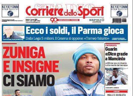 FOTO - Il Corriere dello Sport in prima: "Insigne e Zuniga ci siamo, il colombiano pronto per l'Inter"
