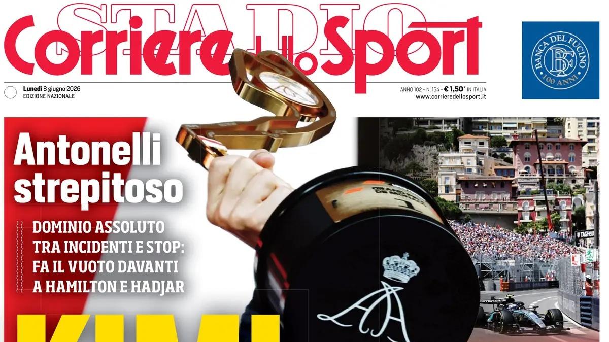 Formula 1, Antonelli domina. Corriere dello Sport: "Kimi Five"