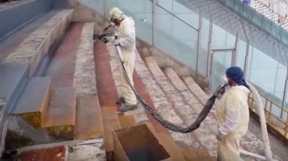 VIDEO - Restyling al San Paolo: le immagini dei lavori di impermeabilizzazione dei sediolini