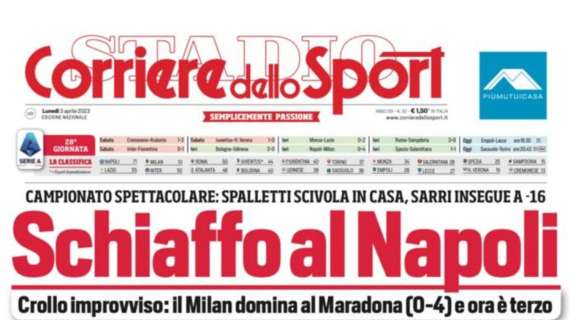 PRIMA PAGINA - Corriere dello Sport: "Schiaffo al Napoli"