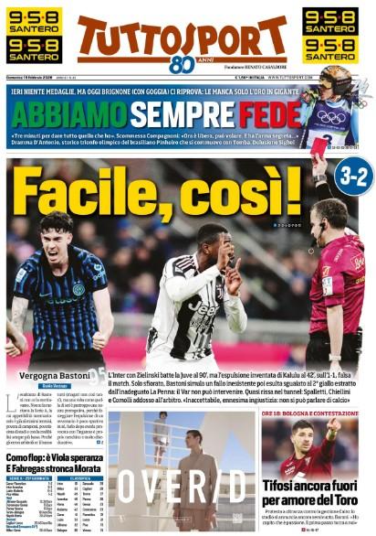 Furto Inter con la Juventus, Tuttosport titola: "Facile così!"