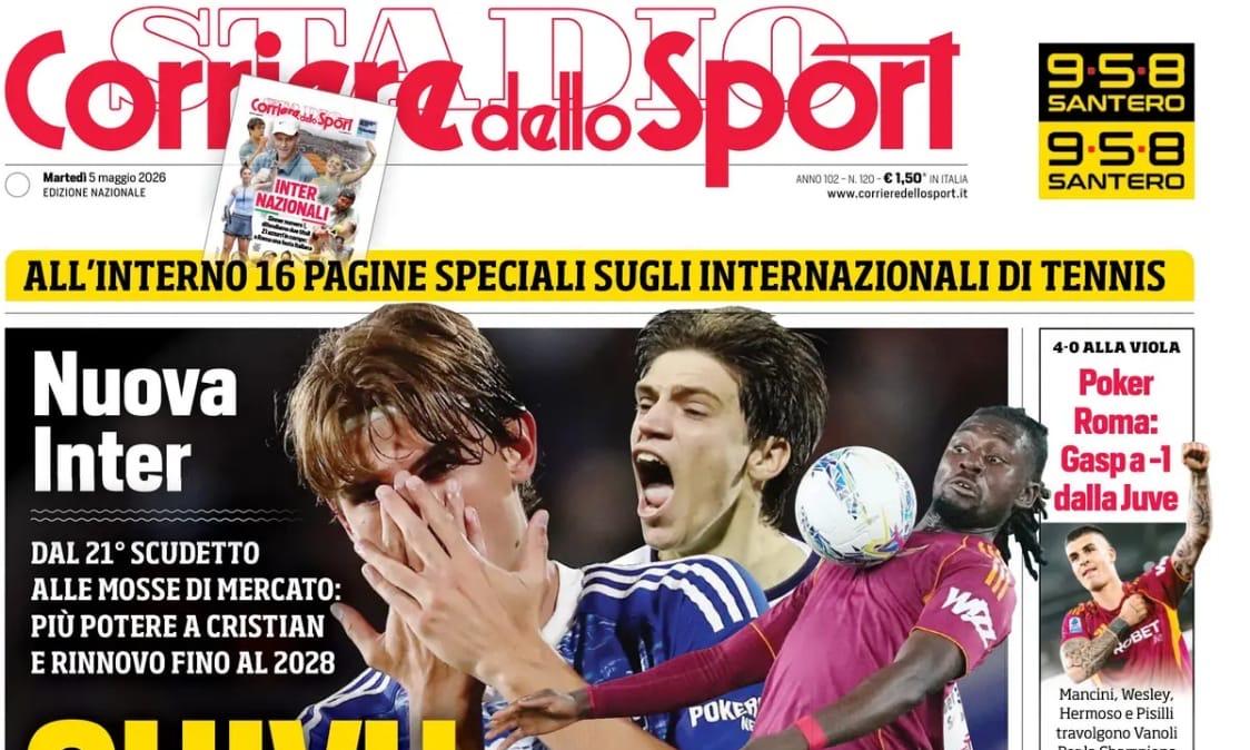 Il Corriere dello Sport: "Chivu, su cambia. Poker Roma"