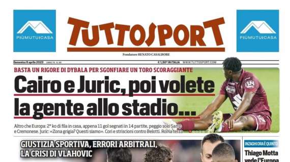 PRIMA PAGINA - Tuttosport: "Juve: tutto contro"