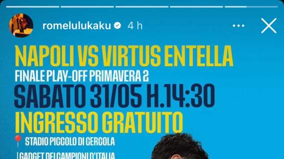 Lukaku sempre più legato al Napoli: pubblica l’appello per la finale del Napoli Primavera