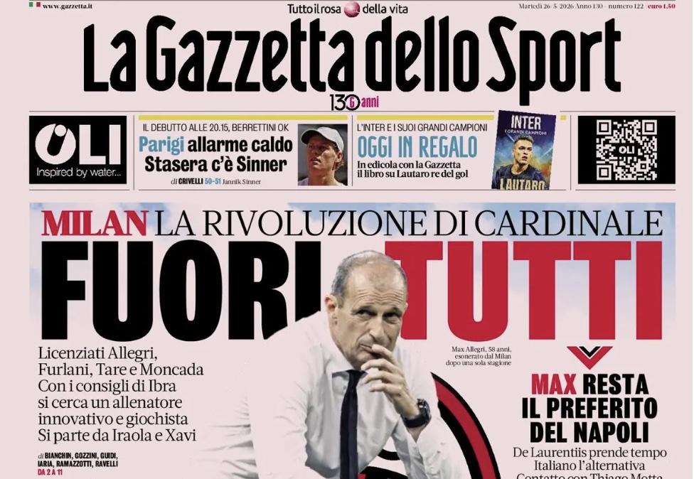 Rivoluzione al Milan, Gazzetta dello Sport: "Fuori tutti"