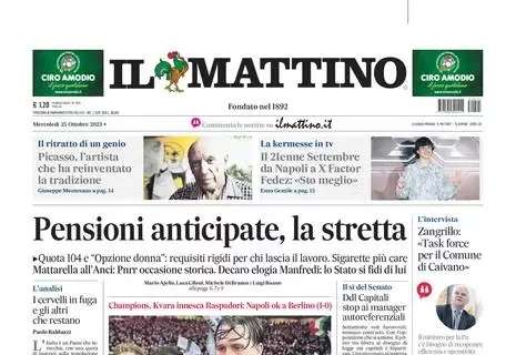 PRIMA PAGINA - Il Mattino: "Giù il muro"