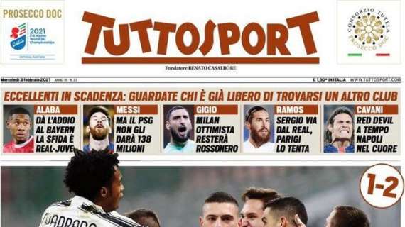PRIMA PAGINA - Tuttosport: "Cavani, Red Devil a tempo: Napoli nel cuore"