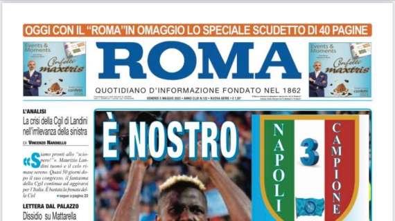 PRIMA PAGINA - Il Roma: “E’ nostro”