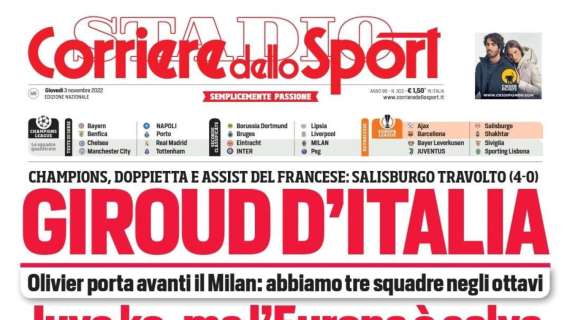 PRIMA PAGINA - Corriere dello Sport: "Giroud d'Italia"