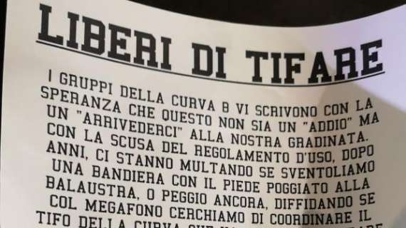 FOTO - Curva B annuncia sciopero tifo: “Multe e diffide per balaustre e megafoni, dal Genoa ci fermeremo”