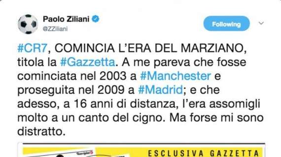 FOTO - Ziliani attacca Gazzetta: "Inizia l'era del marziano con CR7? Al massimo è il canto del cigno"