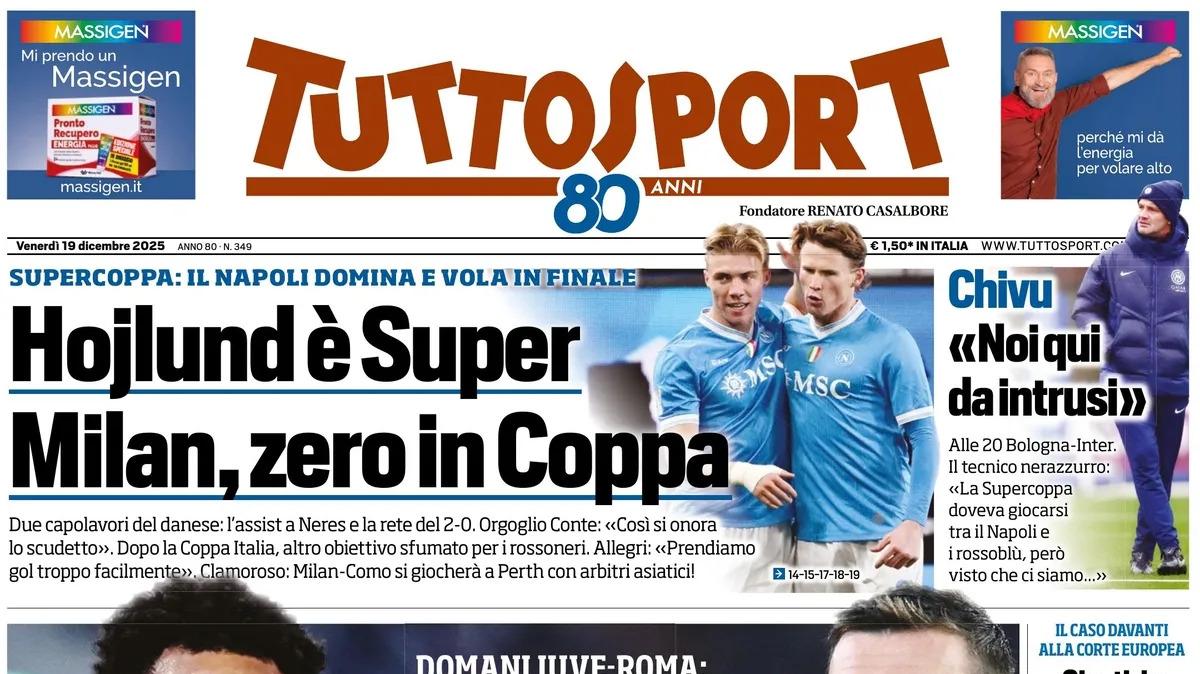 Tuttosport: "Hojlund è super. Milan, zero in Coppa"