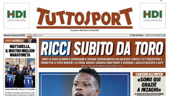 PRIMA PAGINA - Tuttosport in estasi per il mercato Juve: "Anche Zakaria!"
